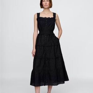 New Gap × DÔEN Eyelet Midi Dress Black XXS